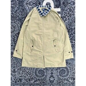Polo Ralph Lauren Men's Khaki and Cream Trench Jacket flannel Collar Size Large